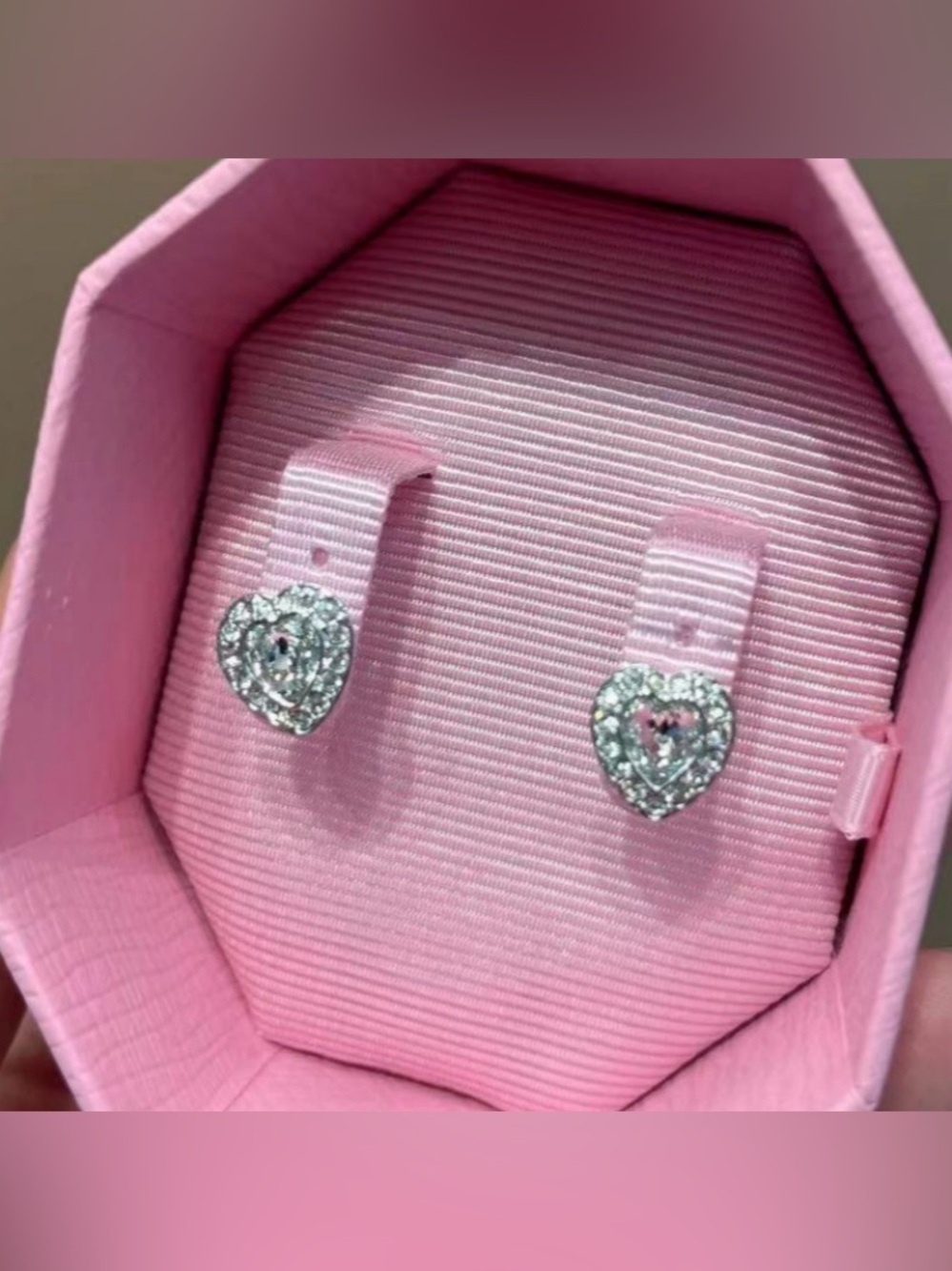 Ariana Grande x Swarovski stud earrings Mixed cuts, Heart, White, Rhodium plated